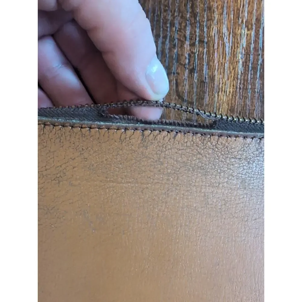 Vintage Renwick Tan Brown Leather Zip Around Portfolio Document Case USA READ